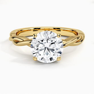 18K Yellow Gold Twisted Vine Solitaire Ring