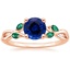 14KR Sapphire Willow Ring With Lab Emerald Accents, smalltop view