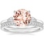 18KW Morganite Perfect Fit Three Stone Pear Diamond Ring with Luxe Ballad Diamond Ring, smalltop view
