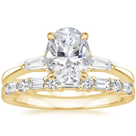 18K Yellow Gold Quinn Diamond Ring with Leona Diamond Ring (1/3 ct