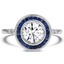 Custom Bezel Halo Sapphire and Diamond Ring