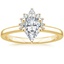 Pear Crescent Diamond Engagement Ring 