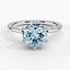 Aquamarine Six-Prong Petite Comfort Fit Ring in 18K White Gold
