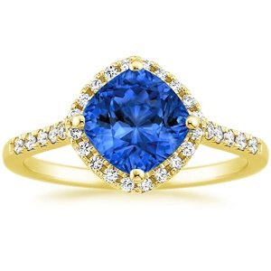 18K Yellow Gold Sapphire Cometa Diamond Ring (1/4 ct. tw.), top view