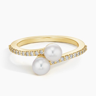 Cultured Pearl and Diamond Wrap Ring