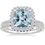 18KW Aquamarine Audra Diamond Ring with Sapphire Accents (1/4 ct. tw.) with Whisper Diamond Ring (1/10 ct. tw.), smalltop view
