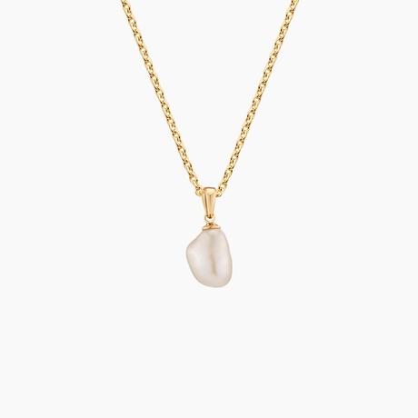 Half Cultured Pearl and Paperclip Chain Necklace - Brilliant Earth