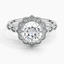 Moissanite Cadenza Halo Diamond Ring in 18K White Gold