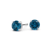 Blue Topaz Round Stud Earrings 