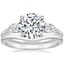18K White Gold Opera Diamond Ring with Petite Curved Wedding Ring
