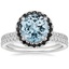 18KW Aquamarine Waverly Diamond Ring with Black Diamond Accents with Luxe Ballad Diamond Ring, smalltop view