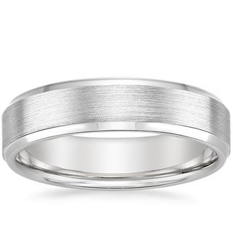 5.5mm Beveled Edge Matte Wedding Ring in Platinum