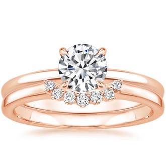 14K Rose Gold Elodie Ring with Crescent Diamond Ring