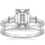 18K White Gold Harlow Diamond Ring with Petite Quattro Wedding Ring