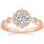 14K Rose Gold Cadenza Halo Diamond Ring, smalltop view