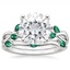 18KW Moissanite Willow Bridal Set With Lab Emerald Accents, smalltop view