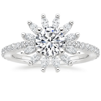 Unique Marquise Diamond Halo Engagement Ring