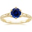 18KY Sapphire Hudson Engraved Ring, smalltop view
