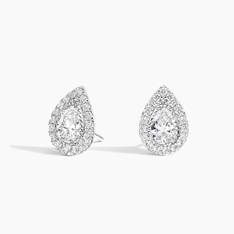 Pear Lab Diamond Halo Stud Earrings