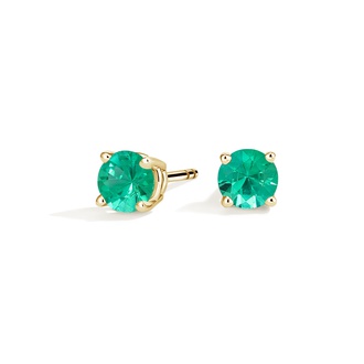 Solitaire Emerald Stud Earrings in 18K Yellow Gold