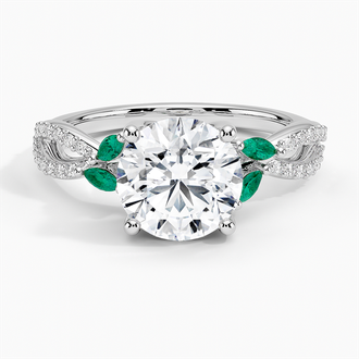 18K White Gold Luxe Willow Lab Emerald and Diamond Ring (1/8 ct. tw.)