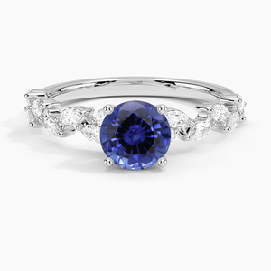 Sapphire Hyacinth Diamond Ring in 18K White Gold