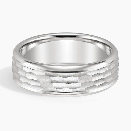 Men's Beveled Edge Silver Titanium Ring - ETRNL