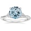 18KW Aquamarine Camellia Milgrain Diamond Ring, smalltop view