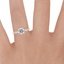 14K Rose Gold Aurora Diamond Ring, smallzoomed in top view on a hand