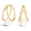 Cultured Pearl Double Hoop Earrings in 14K Yellow Gold