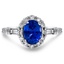 Custom Vintage-Inspired Sapphire and Diamond Ring with Floral Halo