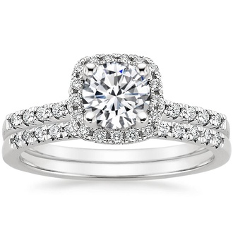 18K White Gold Odessa Diamond Ring (1/5 ct. tw.) with Sonora Diamond Ring (1/8 ct. tw.)