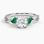 18K White Gold Willow Ring With Lab Emerald Accents, smalltop view