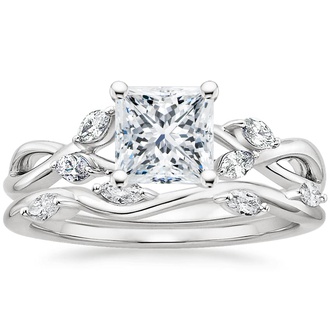 18K White Gold Willow Diamond Ring (1/8 ct. tw.) with Winding Willow Diamond Ring (1/8 ct. tw.)