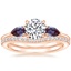 14K Rose Gold Opera Ring with Lab Alexandrite Accents with Curved Diamond Ring (1/6 ct. tw.)