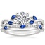 18K White Gold Willow Ring With Sapphire Accents with Luxe Willow Contoured Ring with Sapphire and Diamond Accents (1/10 ct. tw.)