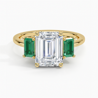 Luxe Rhiannon Three Stone Lab Emerald Ring