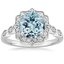 18K White Gold Aquamarine Cadenza Halo Diamond Ring, smalltop view