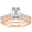 18K Rose Gold Tacori Petite Crescent Pavé Diamond Ring (1/3 ct. tw.) with Tacori Petite Crescent Diamond Ring (1/4 ct. tw.)