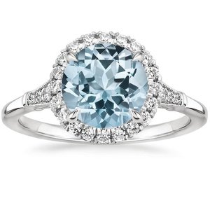Aquamarine Linden Diamond Ring in 18K White Gold
