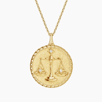 Diamond Accented Libra Zodiac Necklace