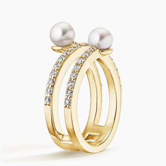 Cultured Pearl and Diamond Wrap Ring