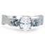 Custom Three Stone Twisted Diamond Engagement Ring with Aquamarine Accents