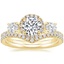 18K Yellow Gold Three Stone Waverly Diamond Ring (3/4 ct. tw.) with Flair Diamond Ring (1/6 ct. tw.)