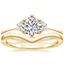 18K Yellow Gold Tallula Three Stone Diamond Ring with Chevron Ring