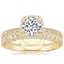 18K Yellow Gold Tacori Coastal Crescent Cushion Bloom Diamond Ring with Tacori Petite Crescent Diamond Ring (1/4 ct. tw.)