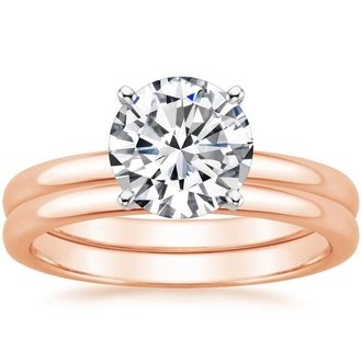 14K Rose Gold 2mm Comfort Fit Bridal Set