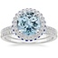 18KW Aquamarine Circa Diamond Ring with Sapphire Accents (1/4 ct. tw.) with Whisper Diamond Ring (1/10 ct. tw.), smalltop view