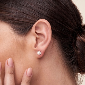 Pearl Halo Diamond Earrings