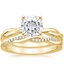 18KY Moissanite Twisted Vine Ring with Petite Twisted Vine Diamond Ring (1/8 ct. tw.), smalltop view